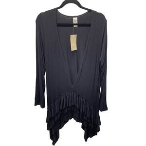 Earth Creations Double the Fun Layering Top Black Tunic Hemp and Spandex Size M